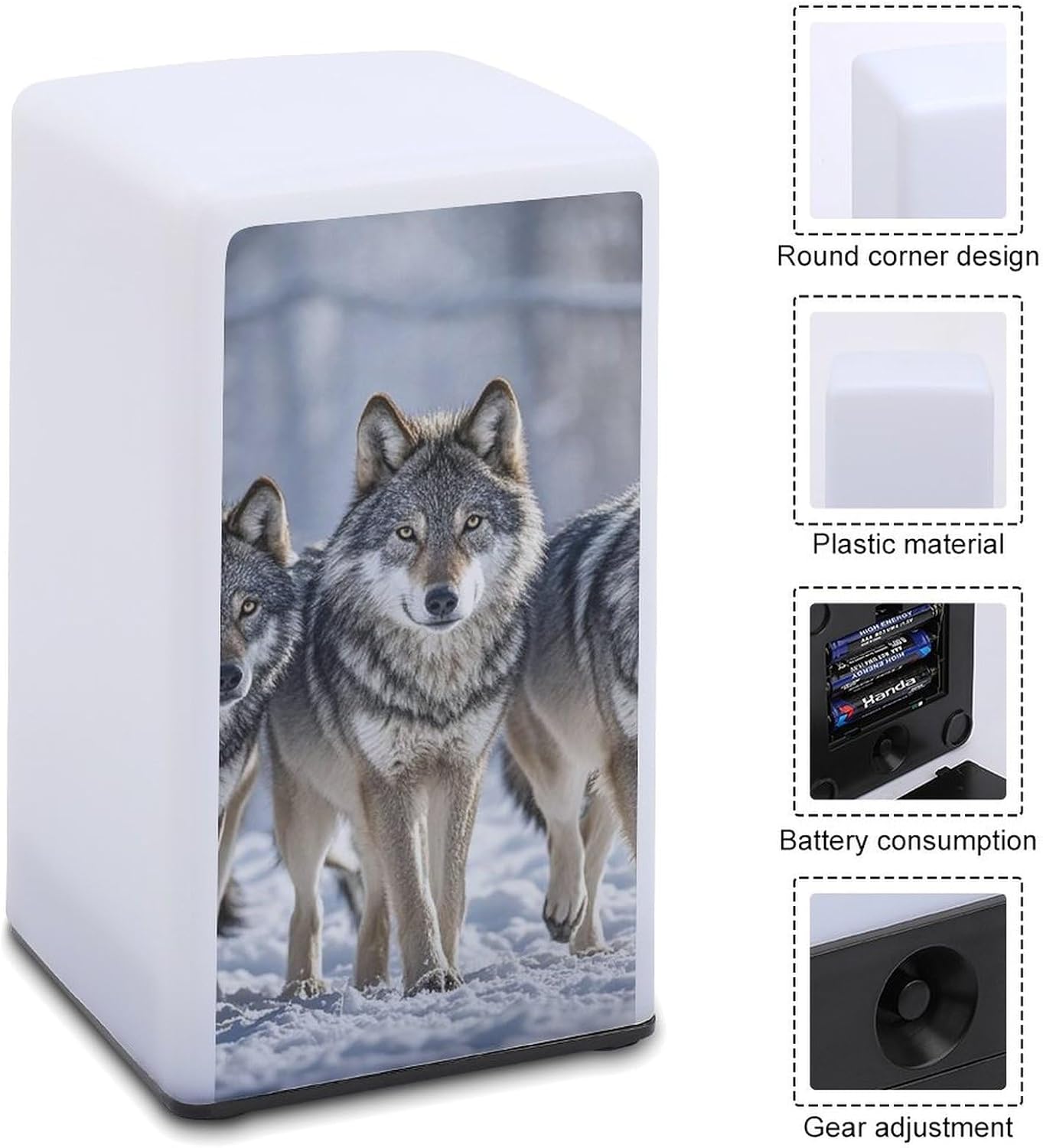 Desk Lamp for Office Home Dimmable Small Desk Lamp Pack of Wolves Battery Operated Lamp for Reading Study Work