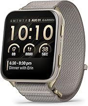 Garmin® Venu® X1, Thin and Lightweight GPS Smartwatch, AMOLED Display, Advanced Health and Fitness Features, Soft Gold with Titanium Caseback and French Gray ComfortFit Nylon Band