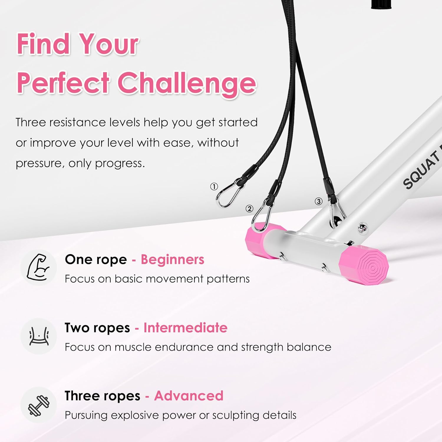 DlandHome Squat Machine, Squat Rowing Machine with Adjustable High-Strength Resistance Band for Home Gym, Foldable Leg Glute Trainer for Full Body 330lbs