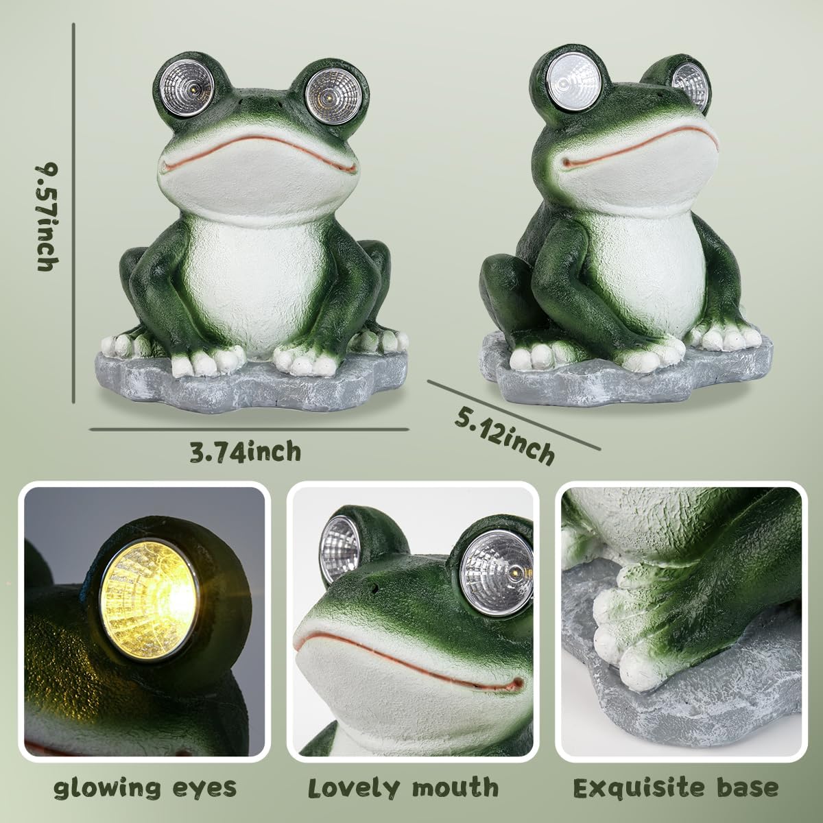 Frog Garden Statue Solar Outdoor Decor Yard Decorations Frog Figurines with LED Light for Outside Ornament Gardening Gifts for Women, Mom