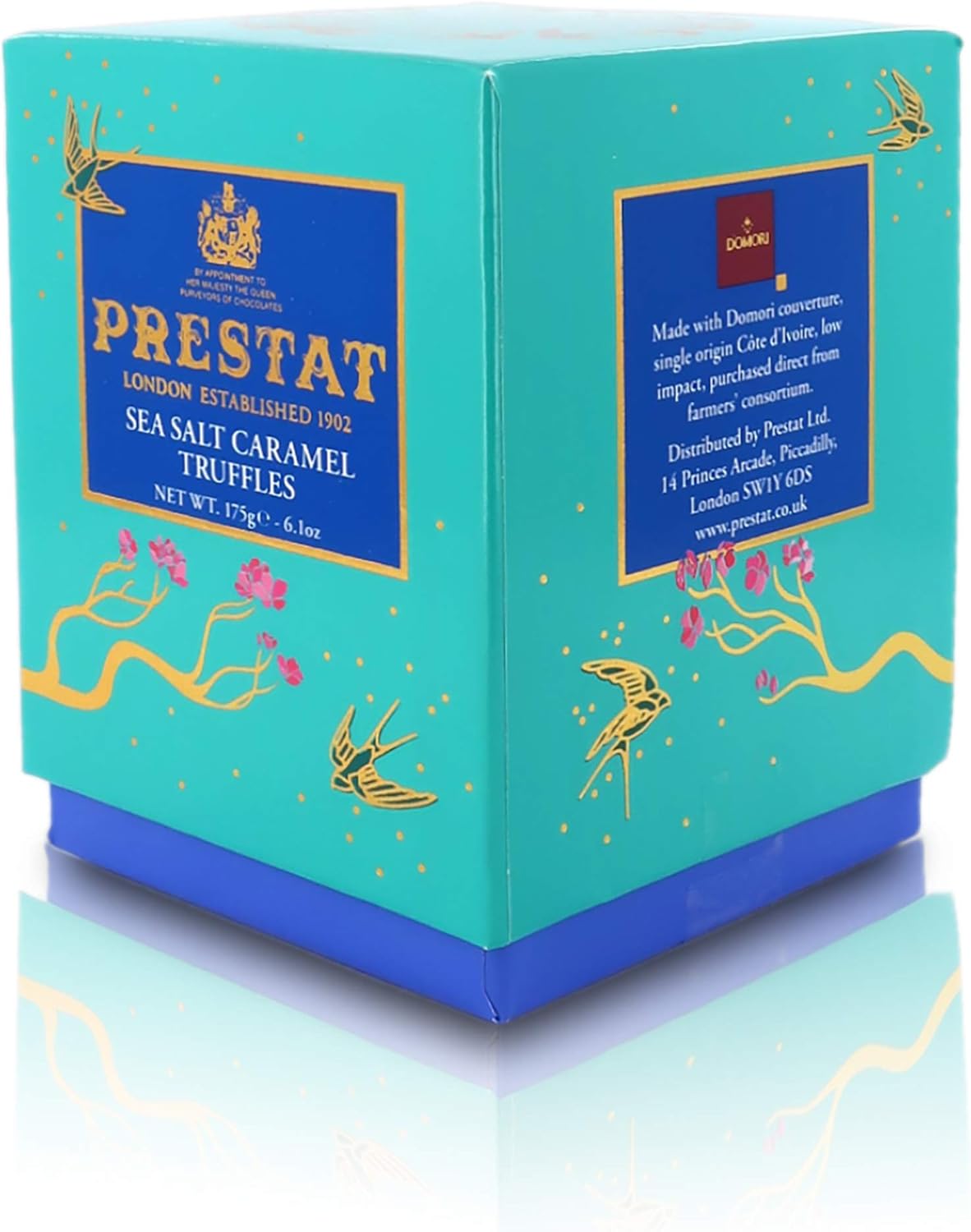 Prestat Dark Chocolate and Sea Salt Caramel Truffles in Box, 175 Grams / 6.1 Ounces