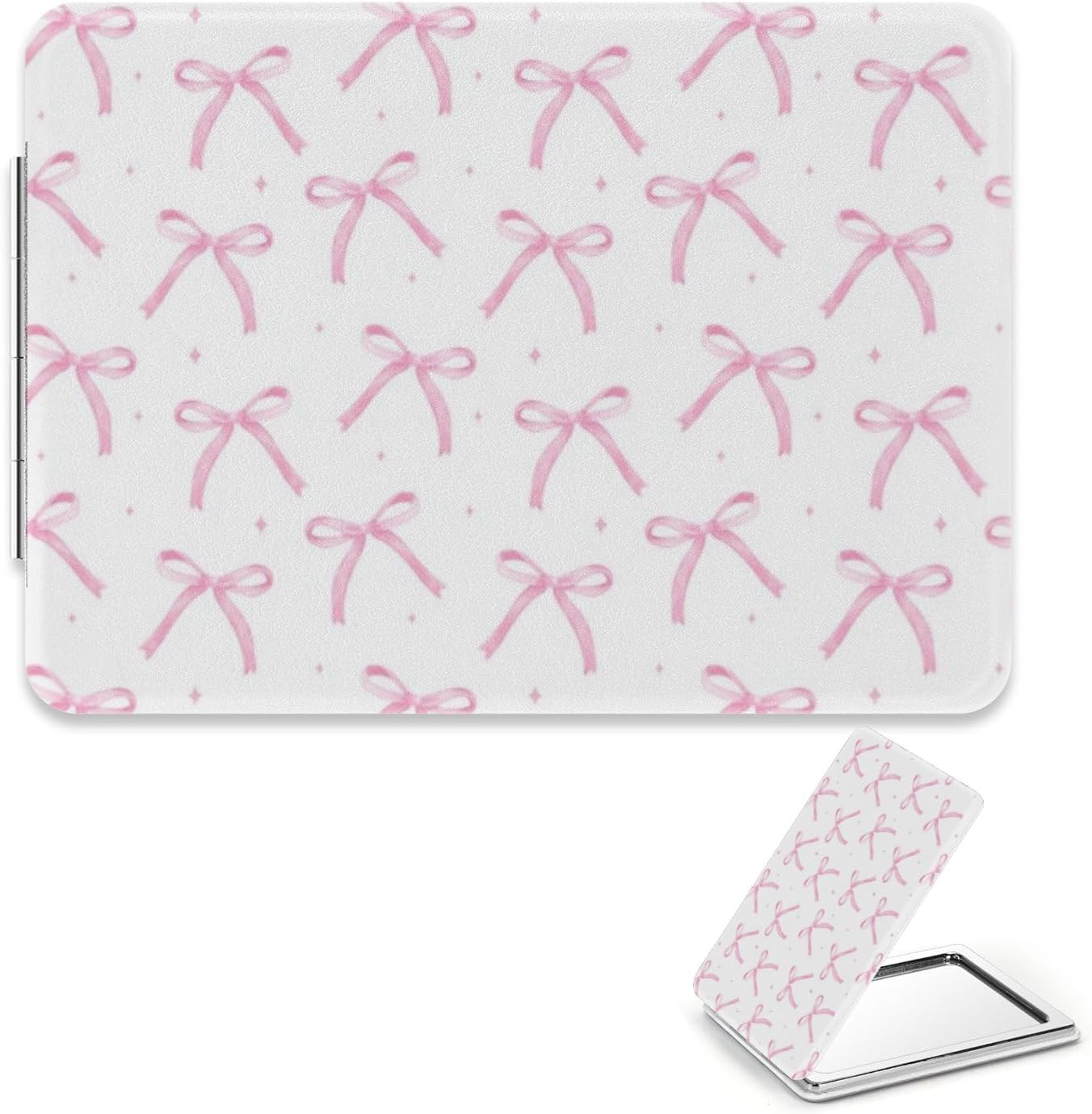 Pink Bow Makeup Mirror, 1X/2X Rectangular Vanity Mirror, Pu Leather Portable Handbag Accessories Small Mirrors, Handbag Essentials Mini Compact Mirrors, Small Gifts for Women, Gadgets for Girls Pink Bow Makeup Mirror, 1X/2X Rectangular Vanity Mirror, Pu Leather Portable Handbag Accessories Small Mirrors, Handbag Essentials Mini Compact Mirrors, Small Gifts for Women, Gadgets for Girls