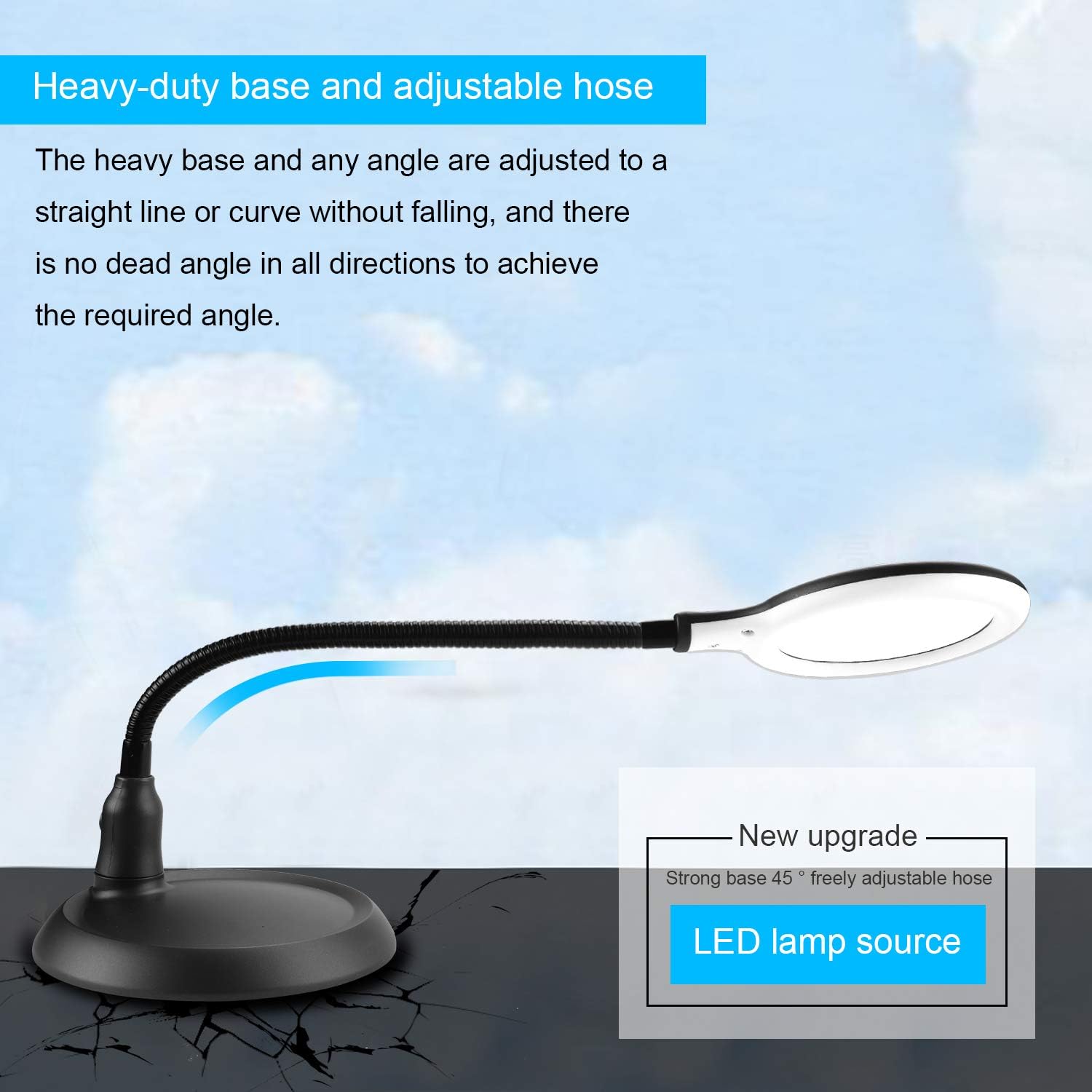 Magnifying Glass Lamp,5X Magnifier LED Light and Flexible Neck,Magnifying Lamp USB Powered,Perfect for Reading,Hobbies,Task Crafts or Workbench