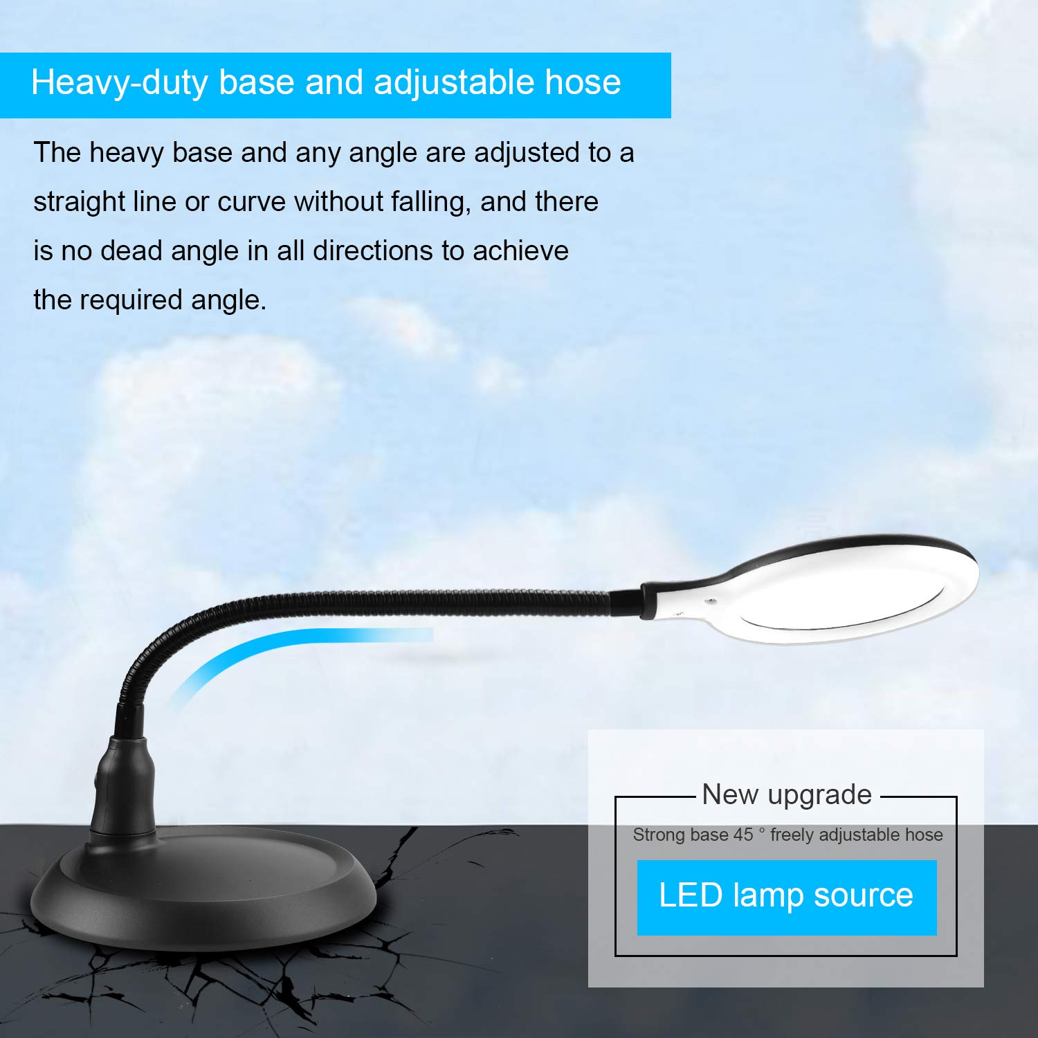 Loupe LED 5 X avec Clip et col Flexible, Lampe loupe alimentée par USB, Parfaite pour la Lecture, Les Loisirs, Les travaux manuels ou l'établi