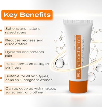 Strataderm Professional Scar Therapy Gel | Old and New Scars from General Surgery, Trauma, Wounds, Burns, Bites, Acne & Skin Disease | Reduces Redness, Discoloration, Discomfort & Itch | 50g (1.75oz)