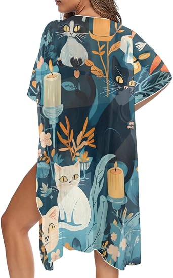 Vintage Bathing Suit Cover Up for Women Sexy Kimono Swimsuit Cover Ups Breathable Long Hawaiiann Cardigan