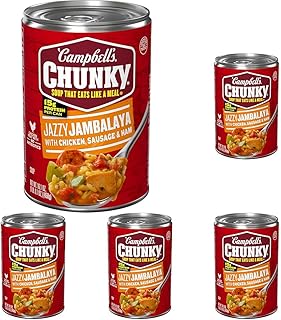 Campbell’s Chunky Soup, Jazzy Jambalaya with Chicken, Sausage and Ham Soup, 16.1 oz Can (Pack of 5)