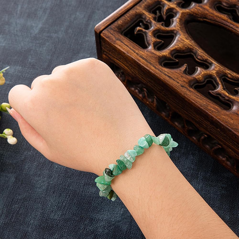Bracciale Elastico In Pietre Naturali – Azurite E Crisocolla, Perline Tonde 4–12 Mm, 7.5 Pollici