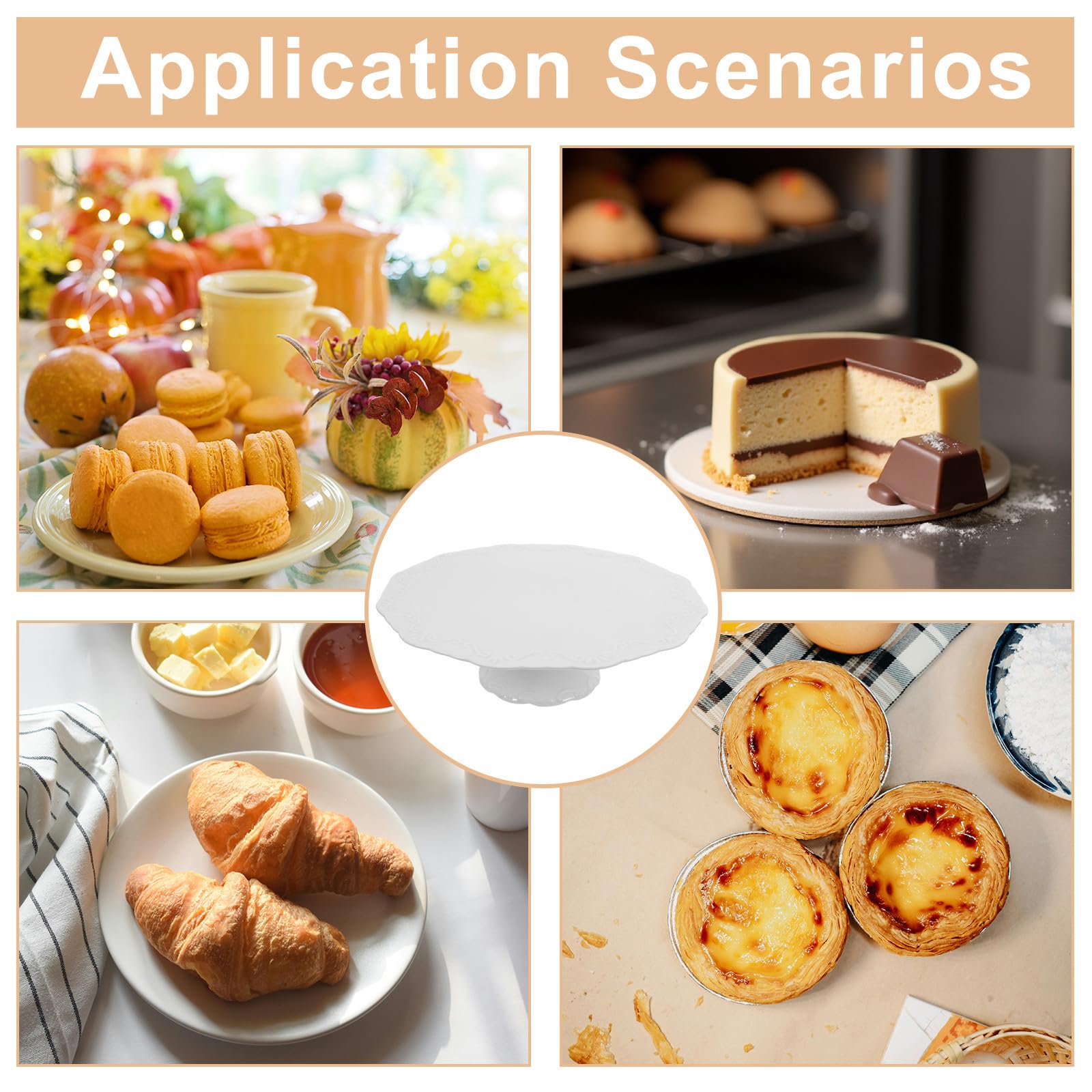 Alasum Soporte de Cerámica para Tartas Diseño Elegante y Seguro, Bandeja para Exhibición de Pasteles y Frutas Adecuado para Shower y Graduación