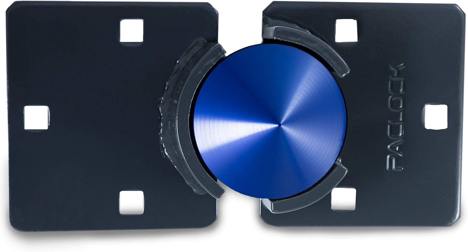 PACLOCK's UCS-9A/770 Hasp and Puck Combo Kit, High Performance 6-Pin Cylinder, Keyed Differently, Blue Anod. Puck, Double Coated Grey Hasp