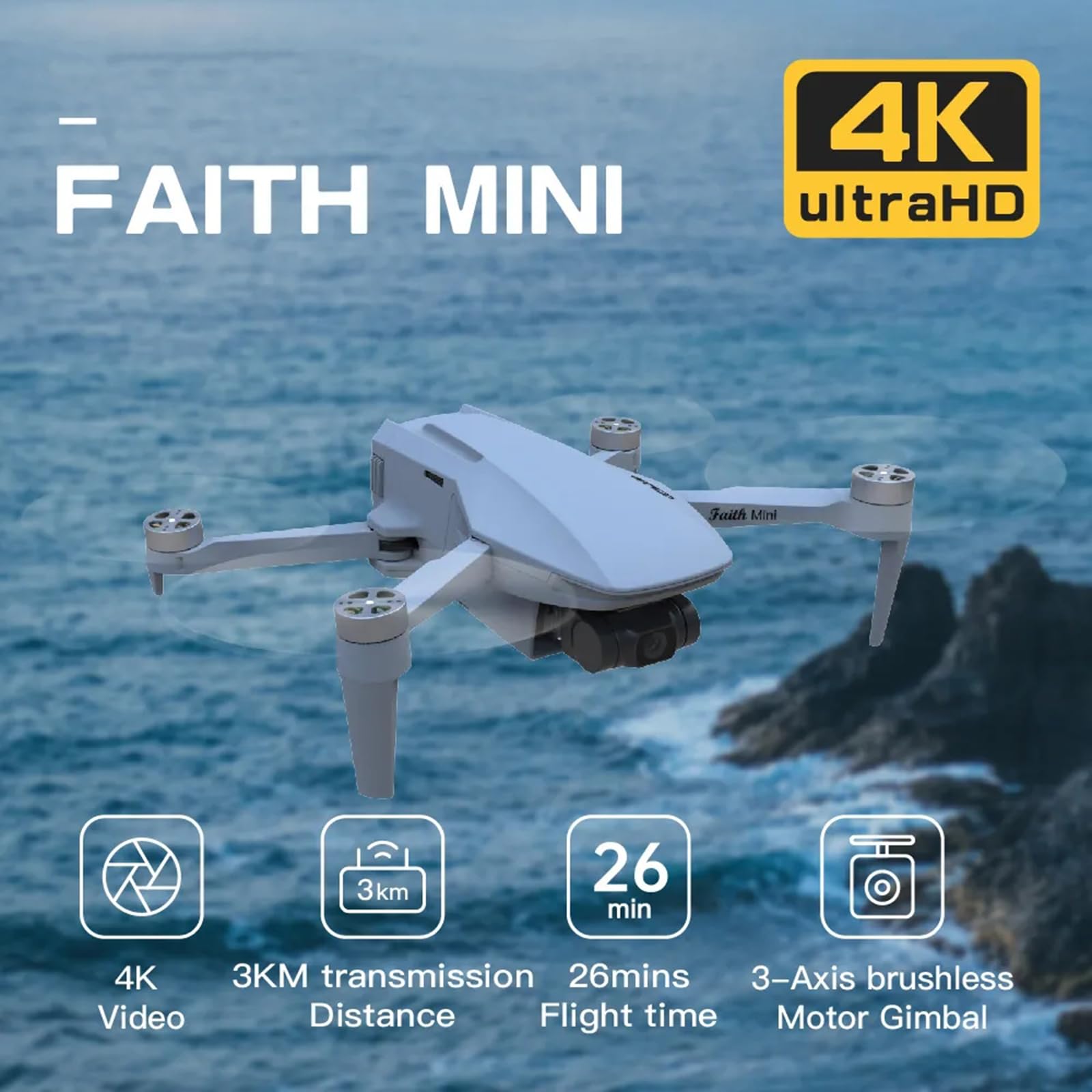 Mini dron 4K profesjonalny z kamerą HD 3-osiowy gimbal 5G Wi-Fi Składany bezszczotkowy silnik GPS Dron RC quadcopter z funkcją automatycznego powrotu dla dzieci, dorosłych,1 battery