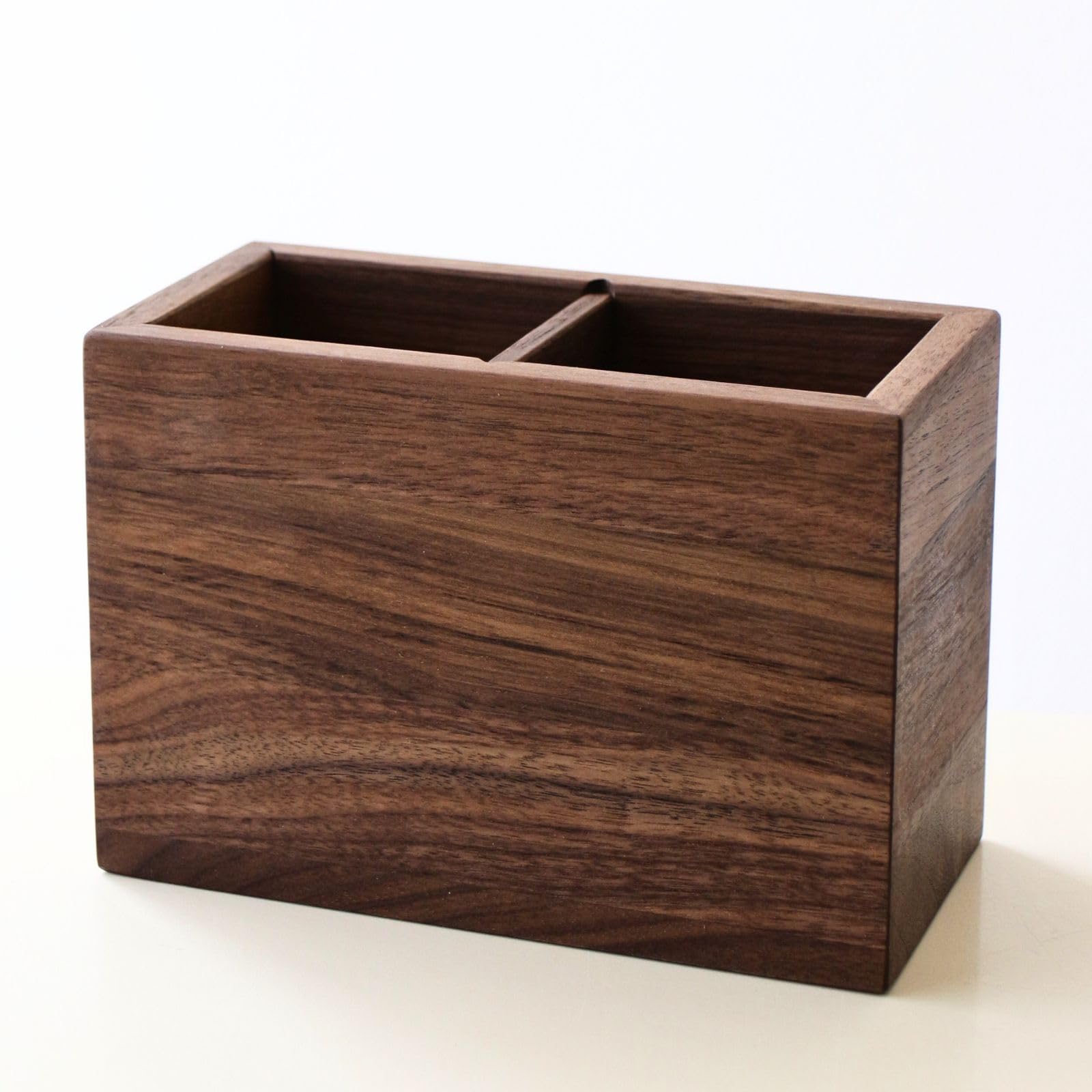 Amazon | ペン立て 木製 ウォールナット 鉛筆立て 仕切り ナチュラル