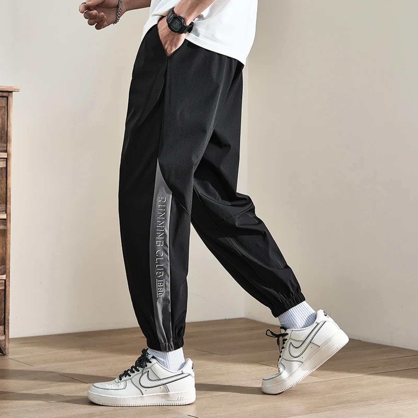 Pantalones De Enfriamiento De Hielo Transpirables para Hombre Joggers De Talla Grande Pantalones Elásticos para Hombre Pantalones De Chándal para Correr
