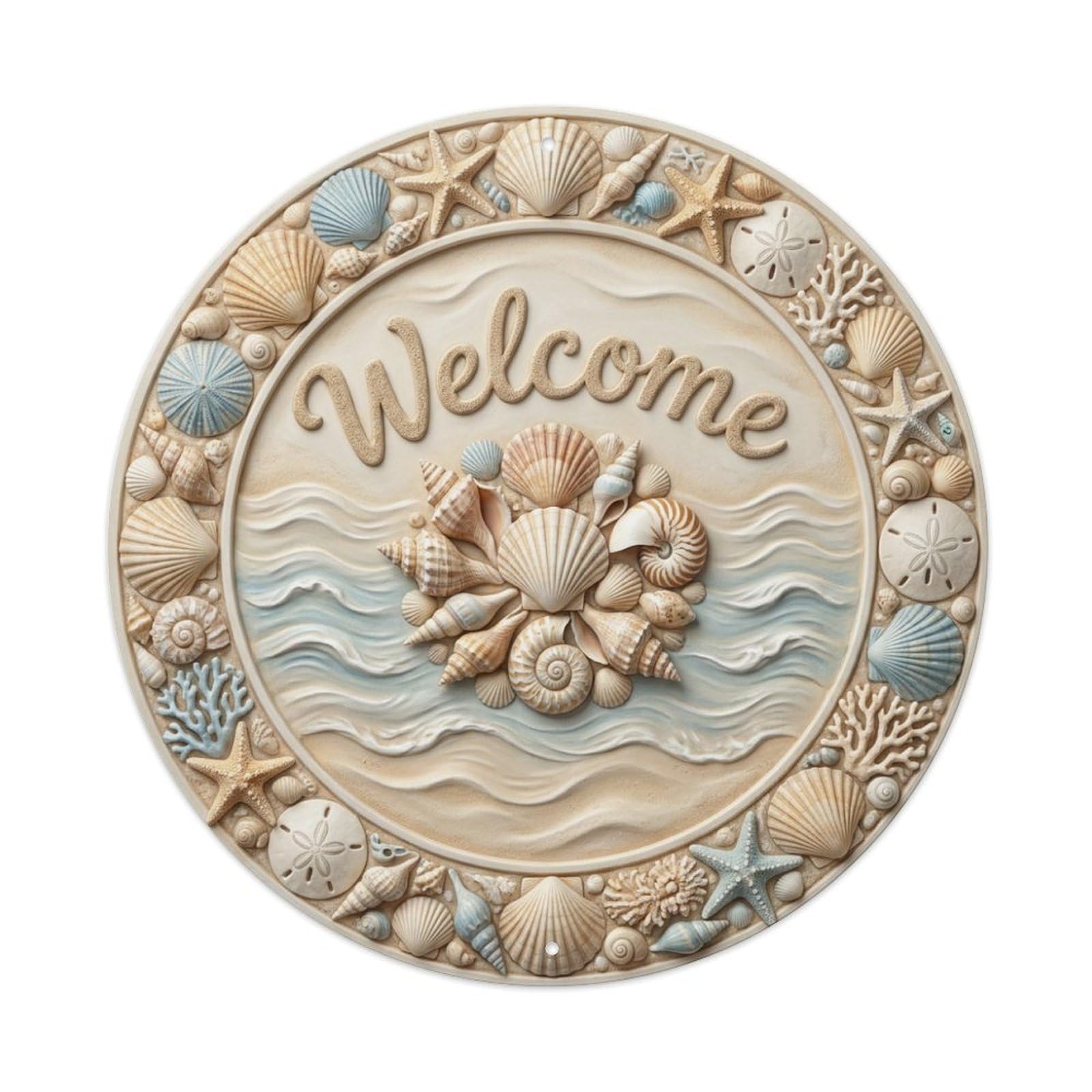 Tgrcjimh Style Metal Tin Sign Seashell Collection Welcome Beach Treasures