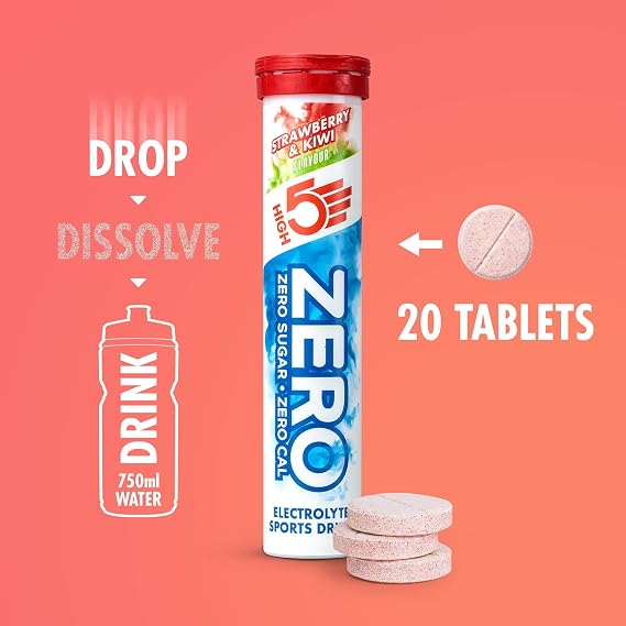 HIGH5 Zero Electrolyte Tablets for Hydration, Strawberry & Kiwi,160 Tablets | Zero calories and sugar free. Enhanced with Vitamin C. Electrolytes to support performance and wellness.