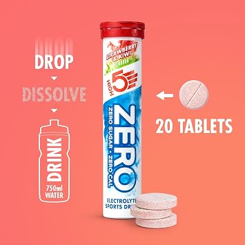 HIGH5 Zero Electrolyte Tablets for Hydration, Strawberry & Kiwi,160 Tablets | Zero calories and sugar free. Enhanced with Vitamin C. Electrolytes to support performance and wellness.