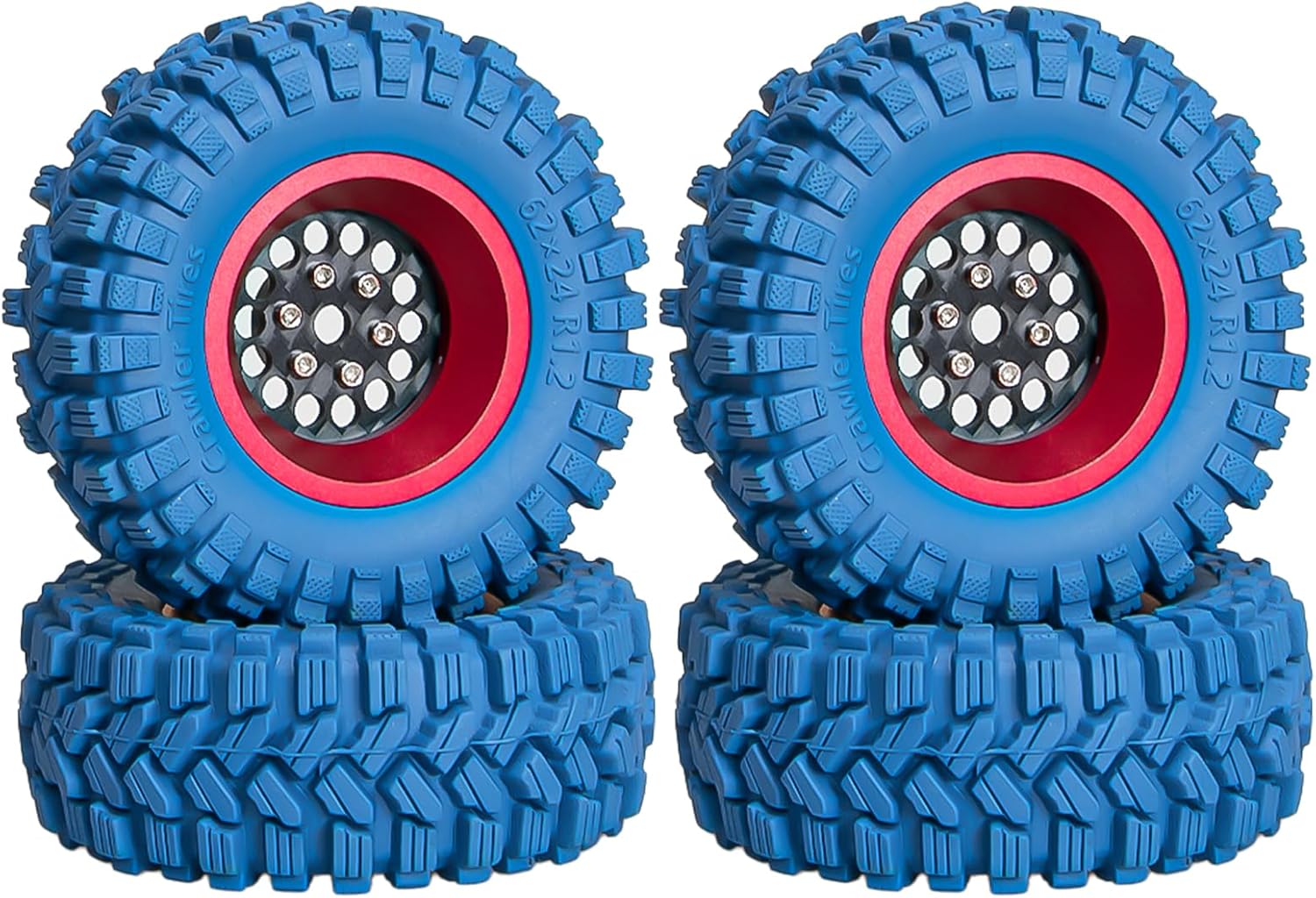 LRFHL 1.2 Beadlock Wheels Tires Set Carbon Fiber TRX4M Wheels and Tires for 1/18 1/24 TRX4M SCX24 RC Crawler Car Upgrade, 4PCS