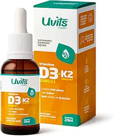 Vitamina D3 2000ui + K2 24mcg 20ml 600 Doses - Uvits