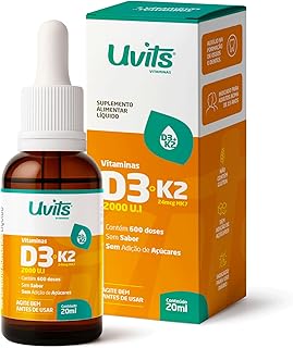 Vitamina D3 2000ui + K2 24mcg 20ml 600 Doses - Uvits