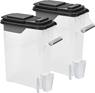 Buddeez Pet Food Storage Containers - Capacity Dog Food Storage Container, Cat Food Container, Bird Seed Storage Container, with Durable EZ Grip Handle, EZ Flip Lid & Scoop (2 Pack) 16 QT/16 LB