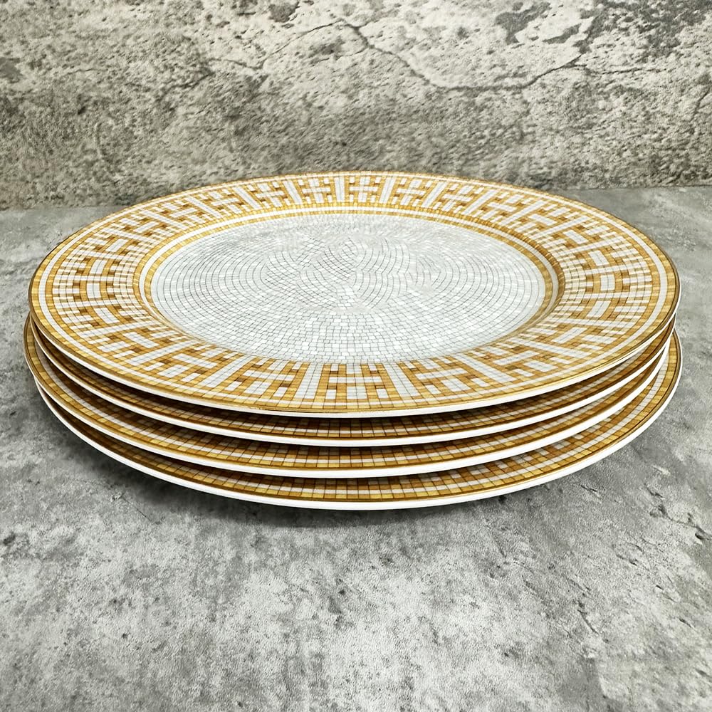 Ceramiczna zastawa stołowa 4 sztuk 8 Cal luksusowe porcelany kostnej naczynia i talerze porcelanowe ciasto danie ciasto taca na owoce ceramiczne zastawy stołowe stek płytkie talerze (Color : 1 pcs 10