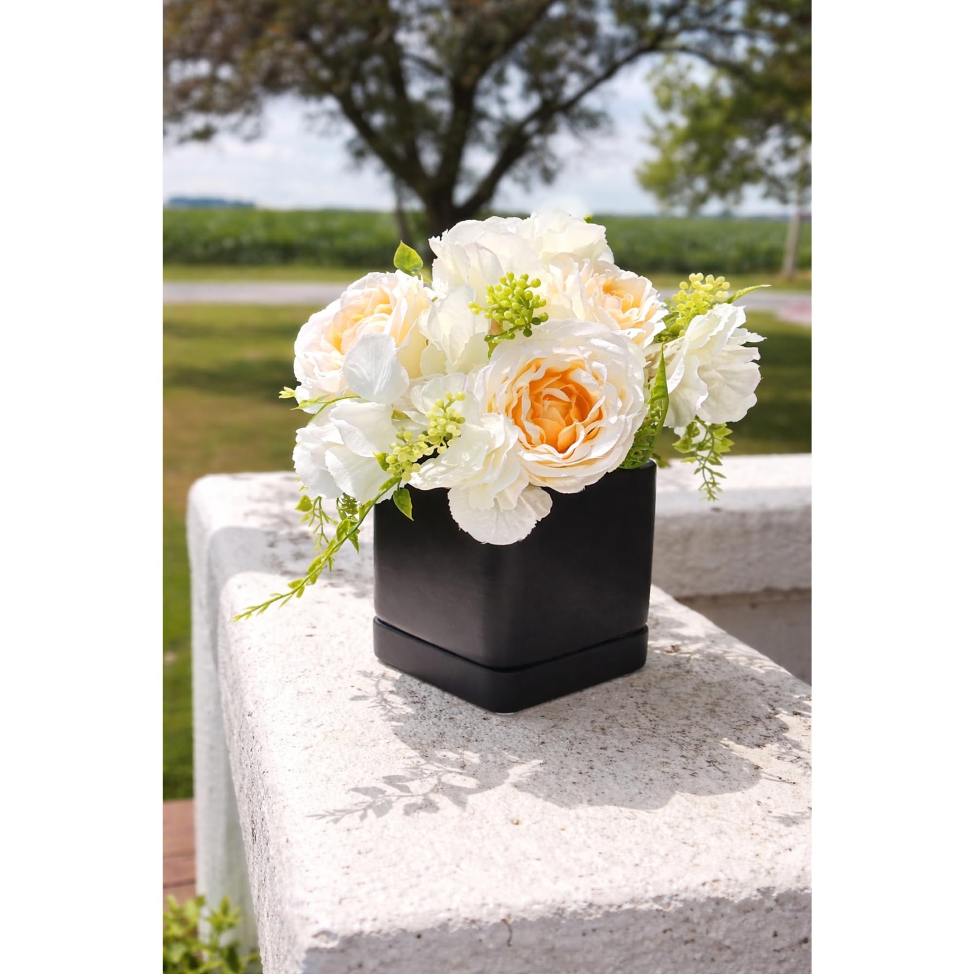 Lucky Winner Solid Cube Ceramic Planter Pot with Drain Hole