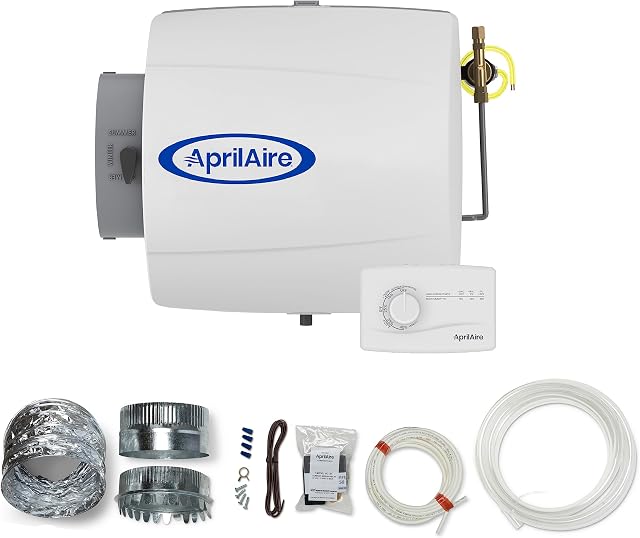 AprilAire 500M 12-gal. Whole-House Small Bypass Evaporative Humidifier with Manual Control for up to 3,600 sq. ft. + AprilAire Model 5843 Humidifier Installation Kit
