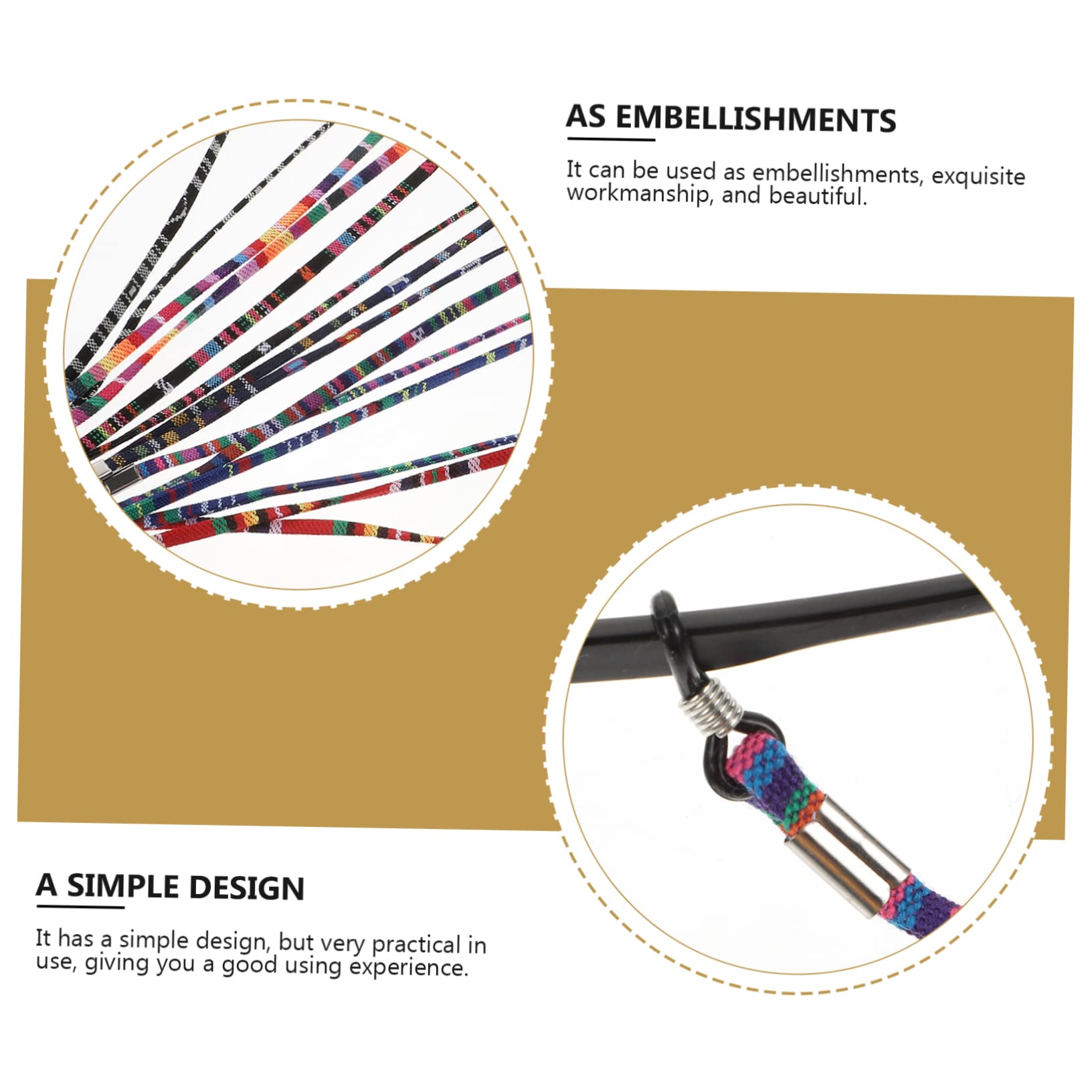 GALPADA Brille Seil Sonnenbrillenclip Clip Brillenablage Brillenregal Brillenbügel Hängende Kette Brillenketten Zum Aufhängen Brillenband Polyester Baumwolle 14pcs*6