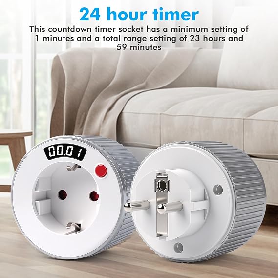 مؤقت ميكانيكي مقبس مؤقت عد تنازلي رقمي Ac230v 16a 3680w مفتاح تبديل بسيط 1 دقيقة 24 ساعة عرض Led مقبس مؤقت Tm15