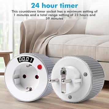 مؤقت ميكانيكي مقبس مؤقت عد تنازلي رقمي Ac230v 16a 3680w مفتاح تبديل بسيط 1 دقيقة 24 ساعة عرض Led مقبس مؤقت Tm15