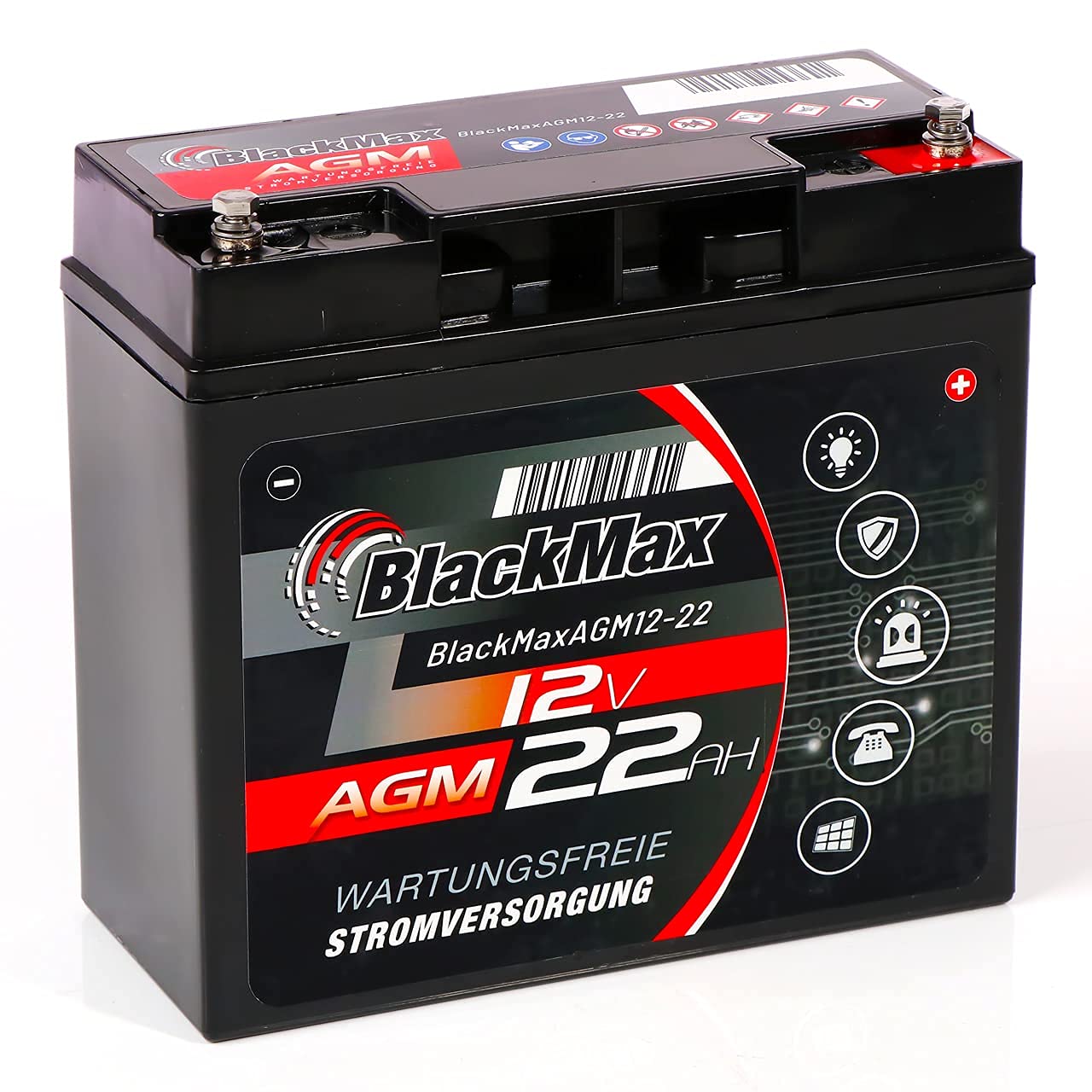 BlackMax AGM Bleiakku 12V 22Ah Solar Alarmanlage USV