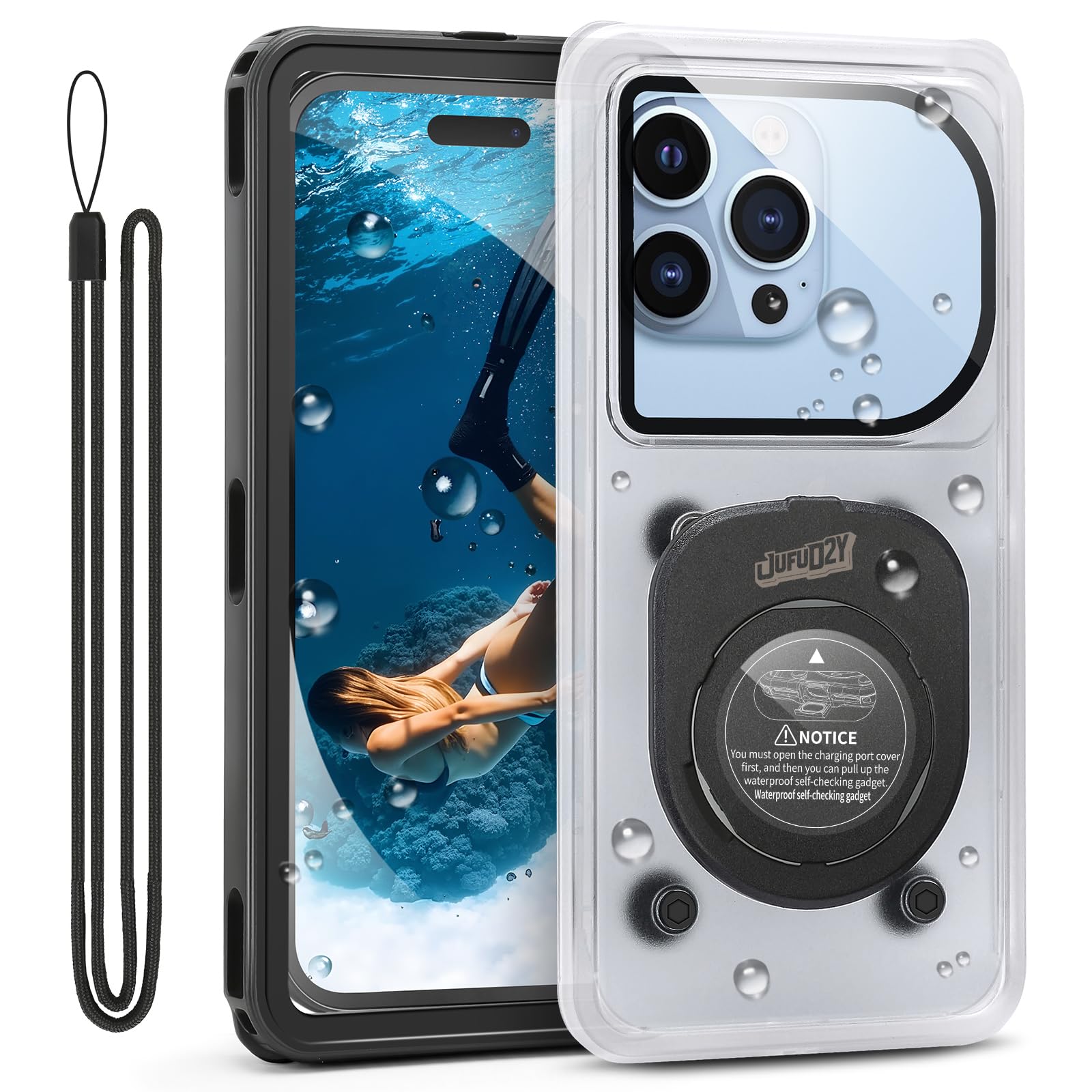 JUFUD2Y Waterproof Phone Case, IPX8 Underwater Floating Pouch for Snorkeling Swimming Beach Cruise Travel, Water Proof Dry Case for iPhone 17/16/15/14