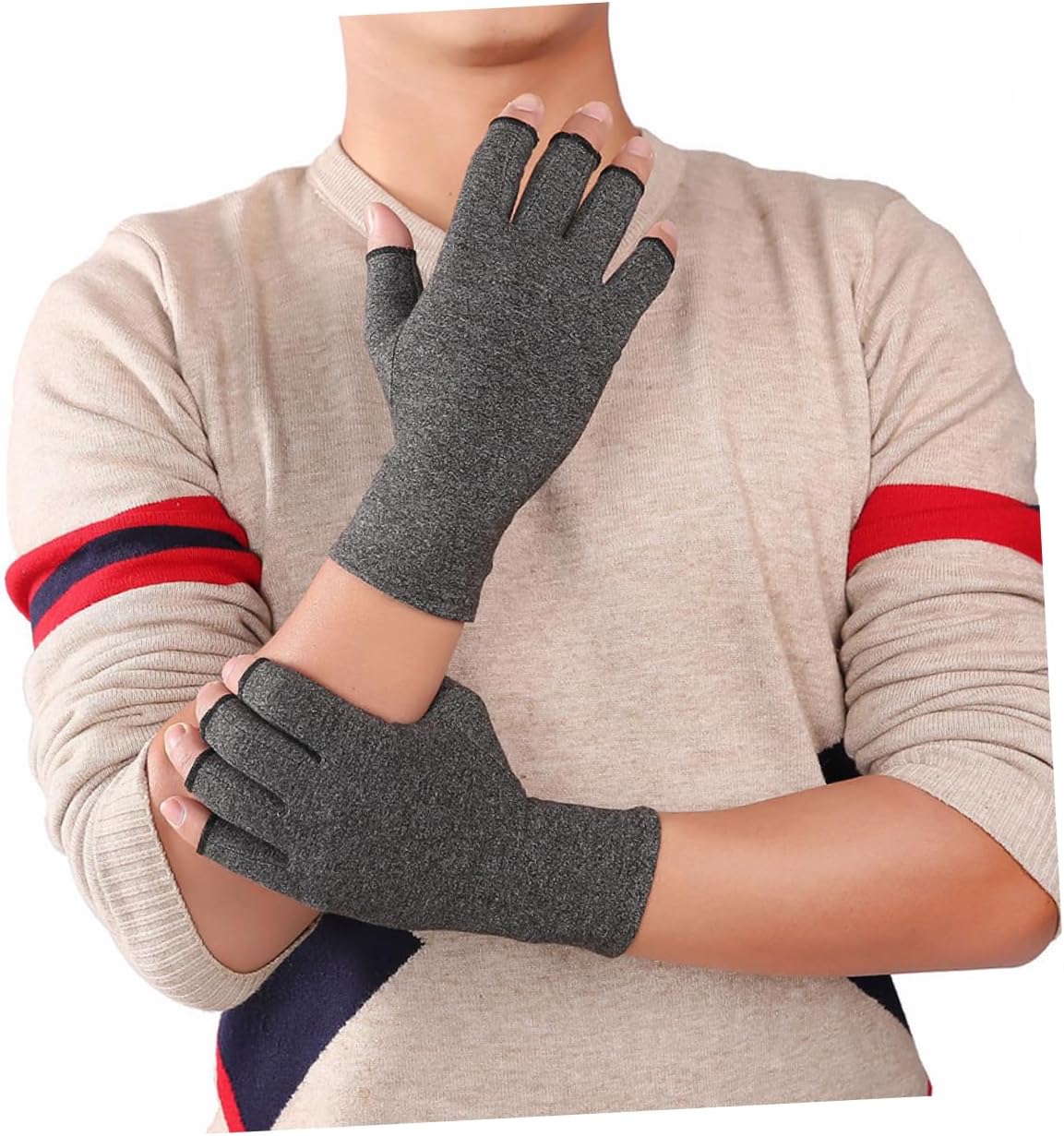 Mobestech 3 Pairs Anti-gloves Wrist Support Indoor Sports Gloves for Rehabilitation Compressive and Breathable Half Finger Gloves for Training Size