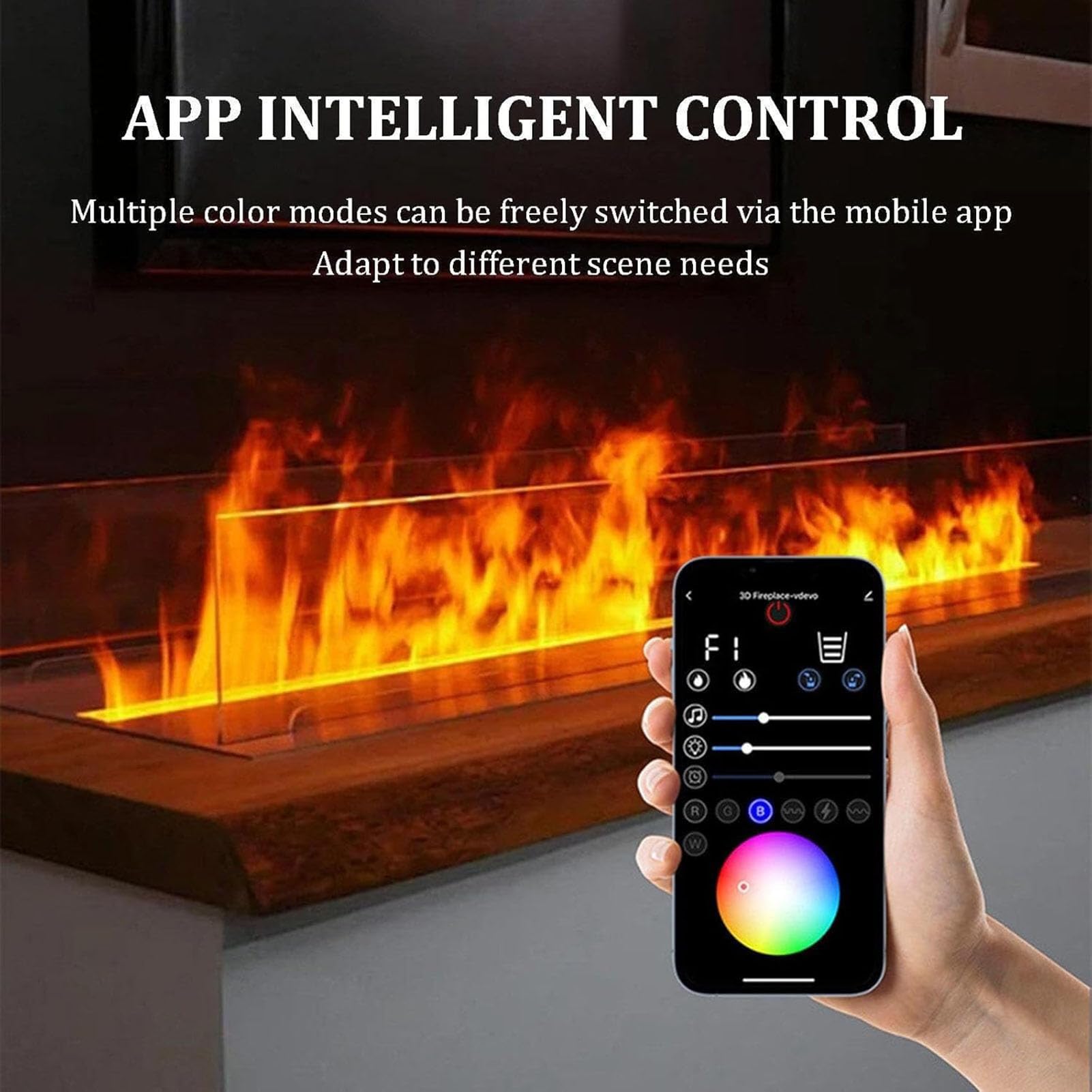 Dekorativer Elektrischer Wasserdampf-Kamin-Luftbefeuchter Mit 3D-Zerstäubungsflamme, Farbe Der Flamme In Farben Einstellbar Elektrischer Kamin, Automatische Wasserfüllung, Fernbedienung/Touchscreen