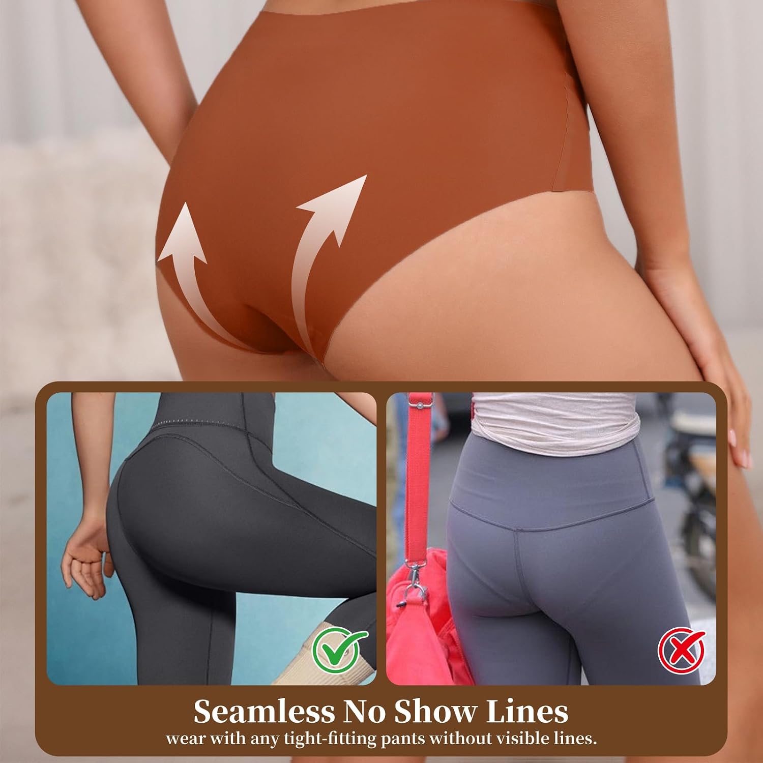 Seamless Underwear for Women High Waisted Ladies Panties Full Coverage Briefs Silky Stretch Breathable No Show 6 Pack