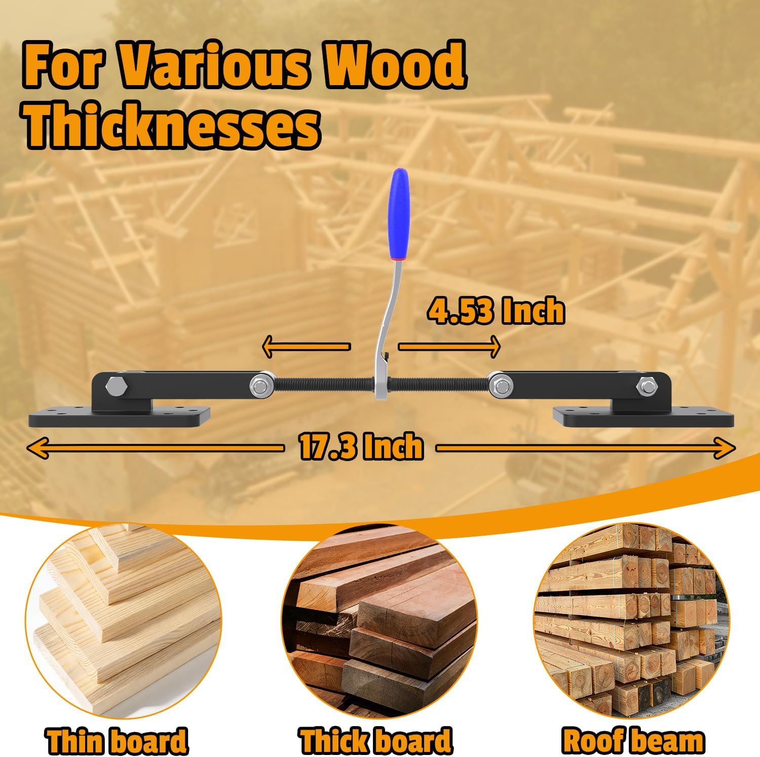 Heavy Duty Beam Puller Tool with Plates, Wall Puller Framing Tool with Ergonomic Reversible Ratchet, Framing Puller For Mass Timber, CLT, Post & Beam, and ZIP Panels, Clamping Travel 4.53"