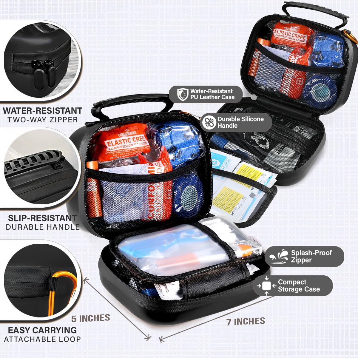 EVERLIT Pet Medic First Aid Kit | Vet-Approved Animal Care Kit with 95 Pcs Medical, Outdoor & Emergency Supplies to Treat Dogs, Cats | Travel-Friendly Compact Bag for Home, Car and Travel (Blue) - image 3