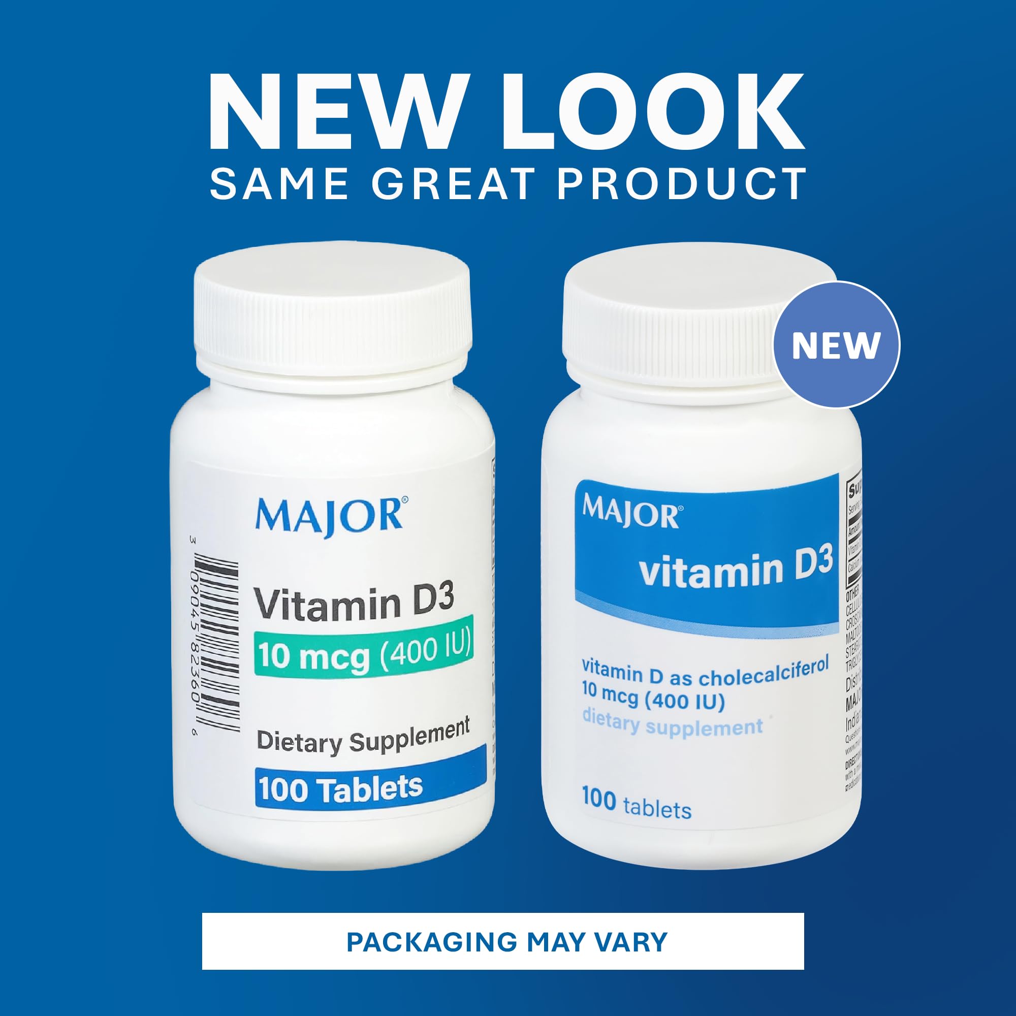 MAJOR Vitamin D3 10mcg (400 IU) - Contains 25mg of Calcium - Dietary Supplement - 100 Tablets (1 Pack) — Amazon image 7