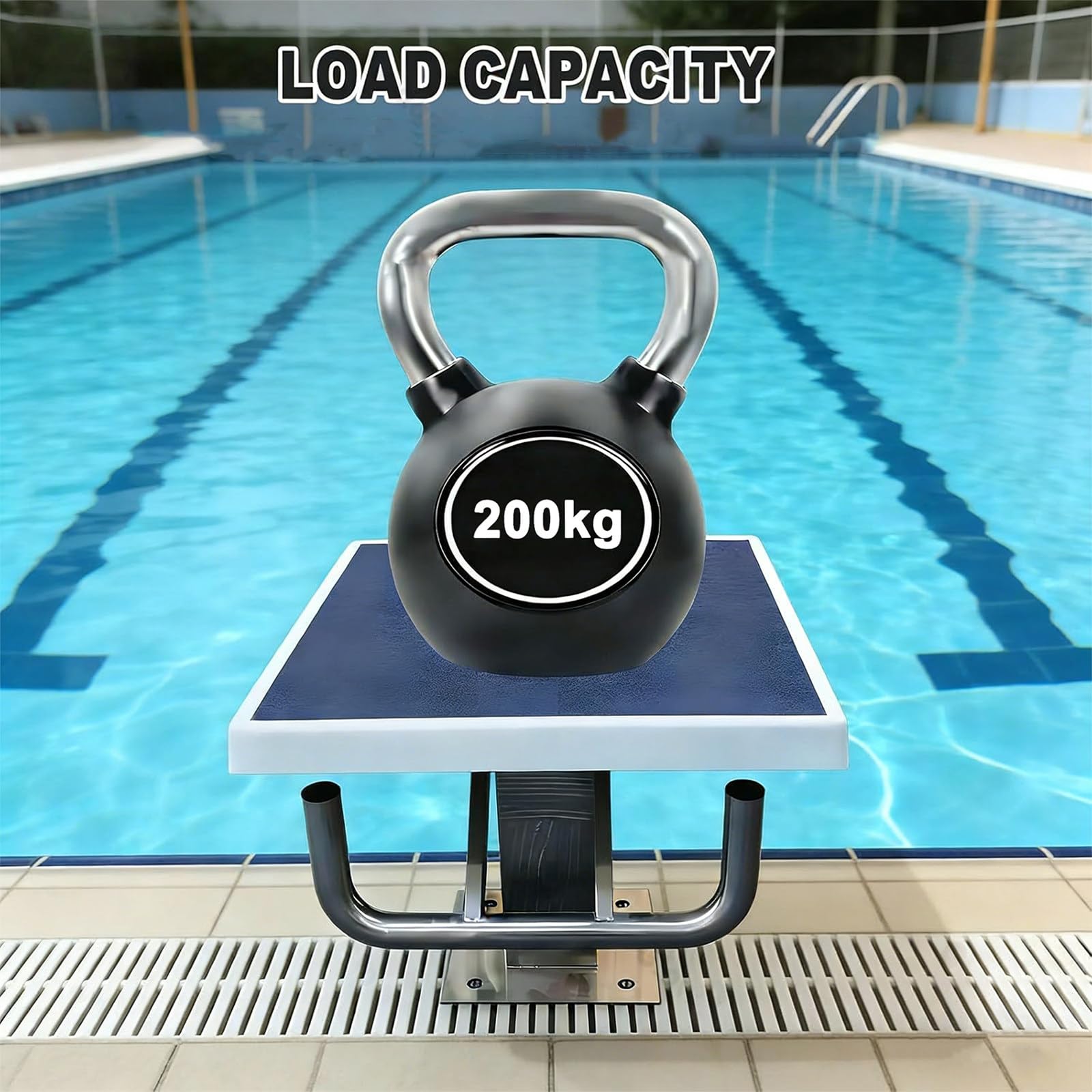 Generico Piattaforma per Tuffi Robusta per Piscine, Portata 200 kg, Trampolino in Acciaio Inox Antiscivolo, Superficie Antiscivolo 50x50 cm per Tuffi sicuri