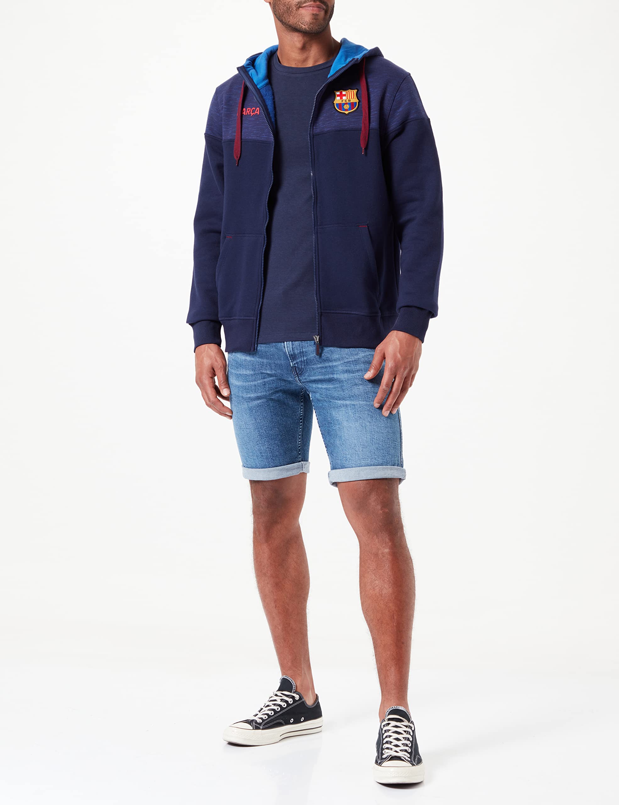 FC Barcelona Sudadera Abierta Capucha Nº 2 (Nuevo Diseño) Sudadera con Capucha Hombre (Pack de 1)