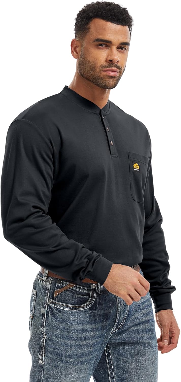 WORKWEYA 6.5oz Flame Resistant Henley Shirt 100% Cotton Lightweight FR Shirts for Men - Image 4