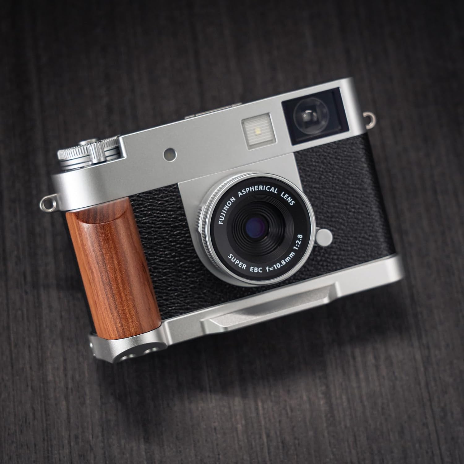 Handmade Wooden Handle Grip L Plate Alloy Base for Xhalf X-Half Camera Holder (Desert Ironwood + Silver Base)