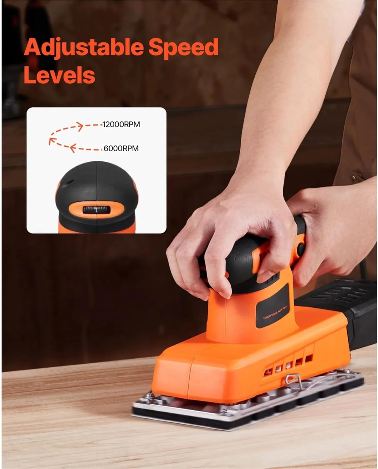 Sheet Sander 1/2 Sheet 2.5A Electric Variable Speed Sheet Finishing Sander With Sandpaper Dust Box For Wood Polishing