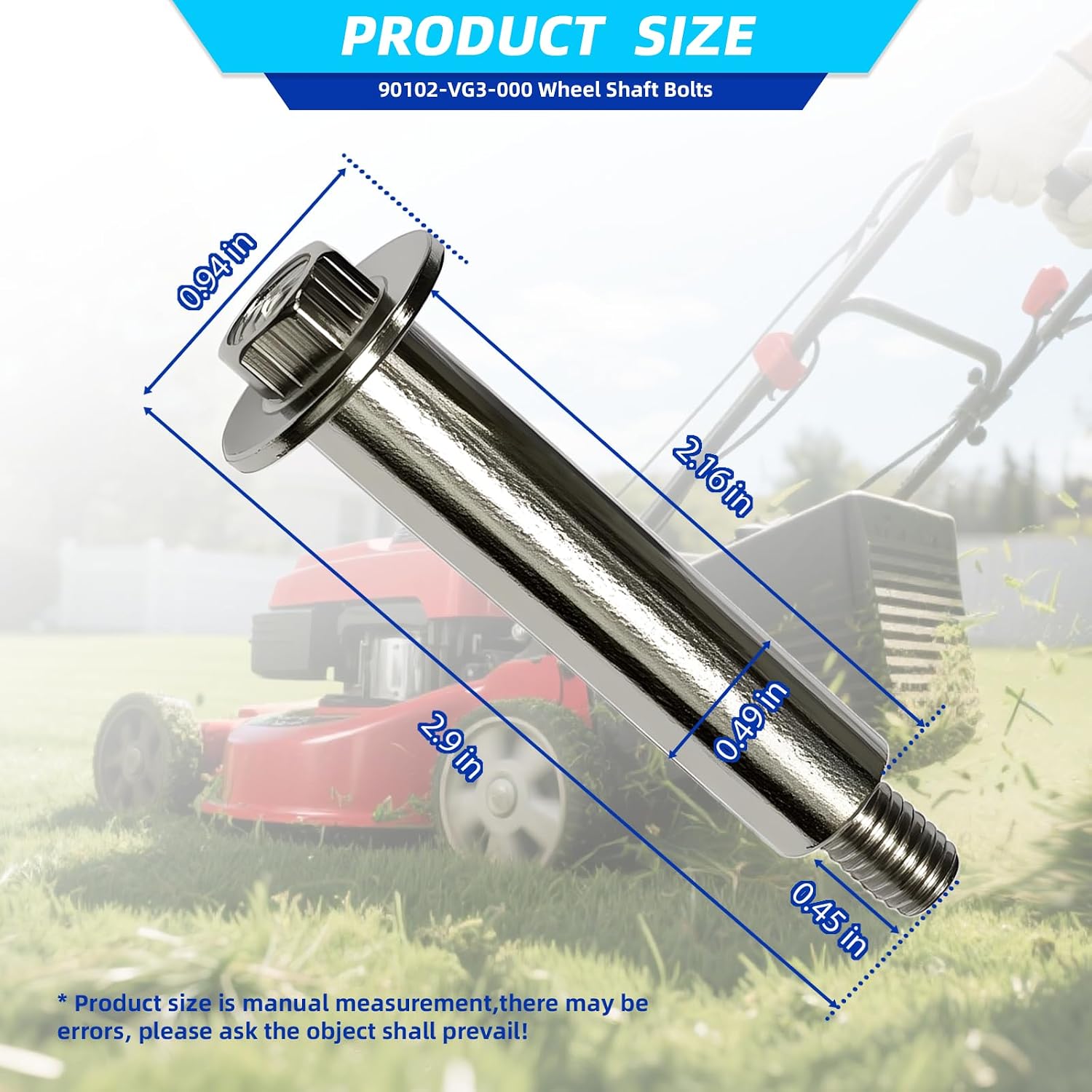 90102-VG3-000 Lawn Mower axle Bolts, 2 Pieces Pack,Suitable for Honda Lawn Mower Drive Rear Wheel Bolts, Honda Replacement Parts HRR216 HRS216 HRT216 HRZ216 TDAA