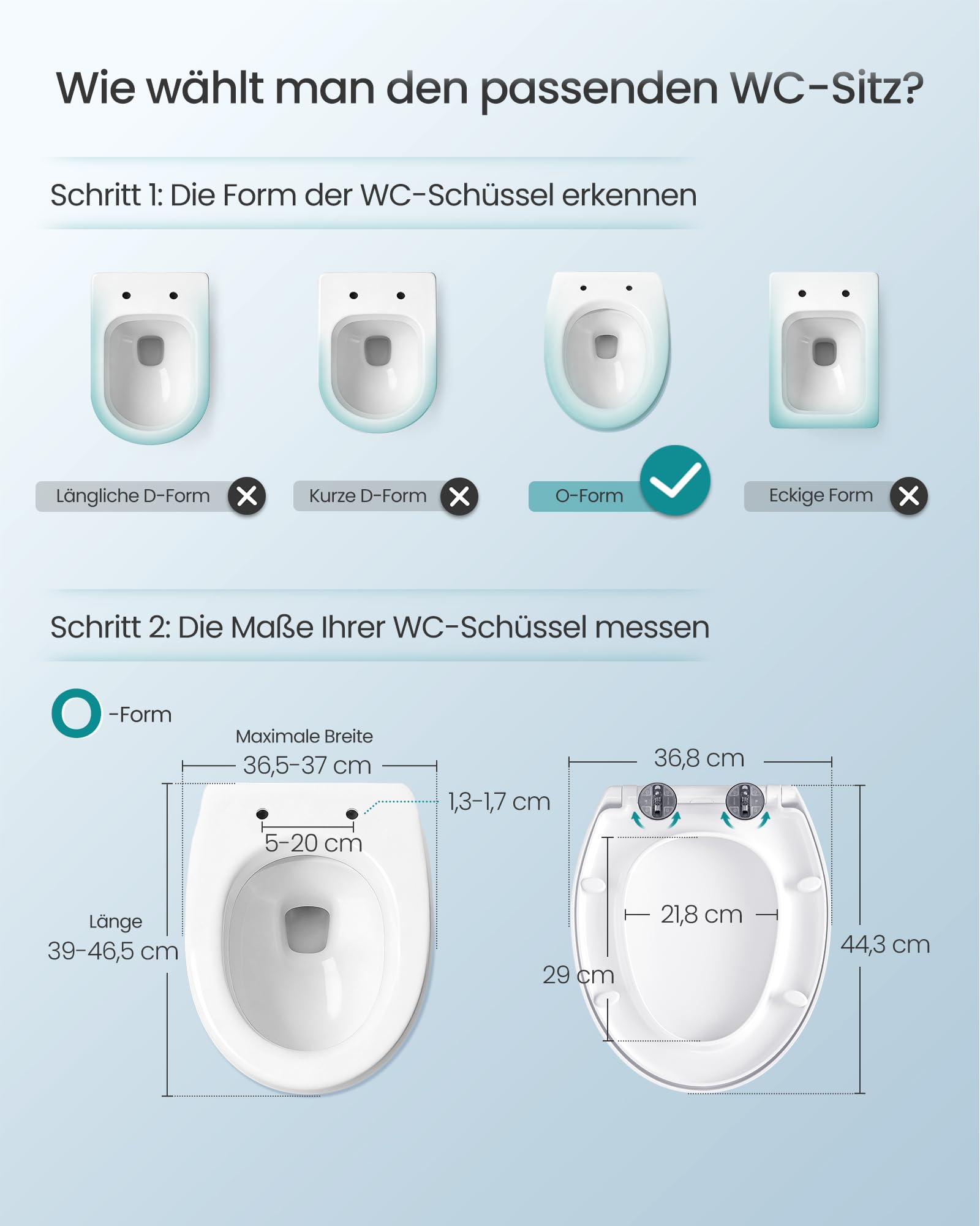 SONGMICS Toilettendeckel O-Form, WC-Sitz mit Absenkautomatik, Griff, Toilettensitz schnell abnehmbar, Klodeckel einfache Montage, WC-Deckel Urea-Duroplast, bis 300 kg belastbar, weiß BTL101WZ01