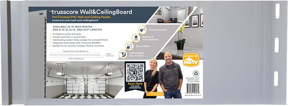 Trusscore Wall&CeilingBoard, 16" Wide Panel - Sample Gray