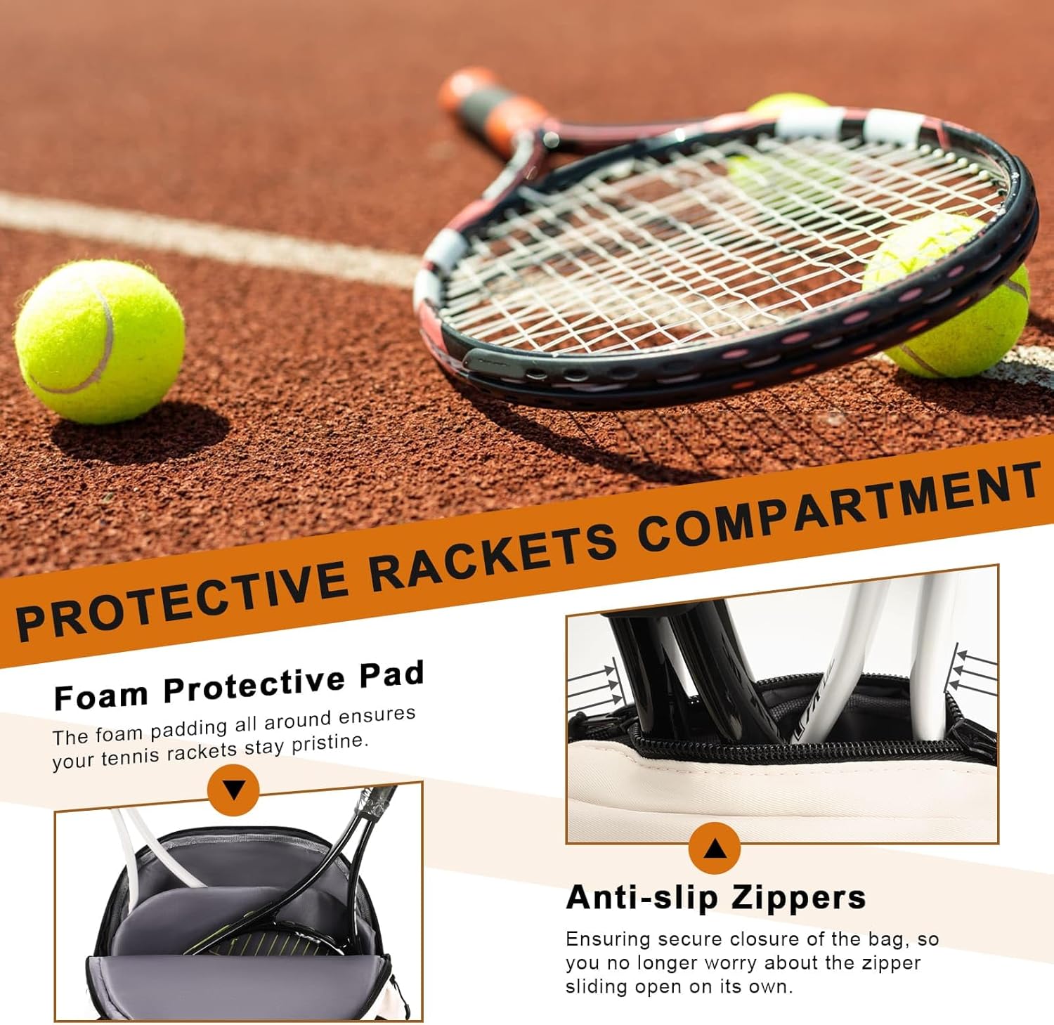 Tennis Bag Holds 2 Rackets, Professional Tennis Bags for Women, Tennis Backpack with Ventilated Shoe Compartment - Image 5