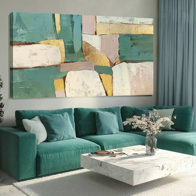 ZENPEE Green And White Minimalist Canvas