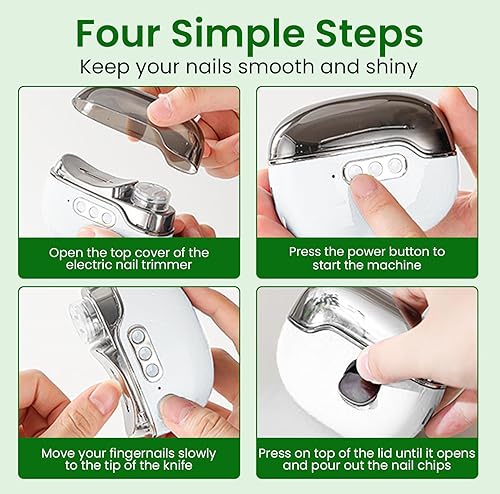 Miniatura 6 de Cortauñas eléctrico 3 en 1 mejorado con colector y luz LED, cortaúñas eléctrico automático para mujeres y hombres, lima de uñas para bebés, niños,