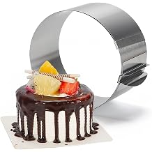 Stainless Steel Cake Ring Mold Adjustable 6-12 Inch | Round Baking Mold with Scale Markings for Mousse Cheesecake Layered Desserts and Pastries